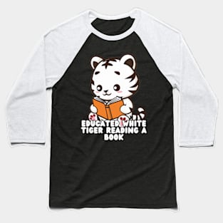 White Tiger Peacefully Reading a Book Baseball T-Shirt